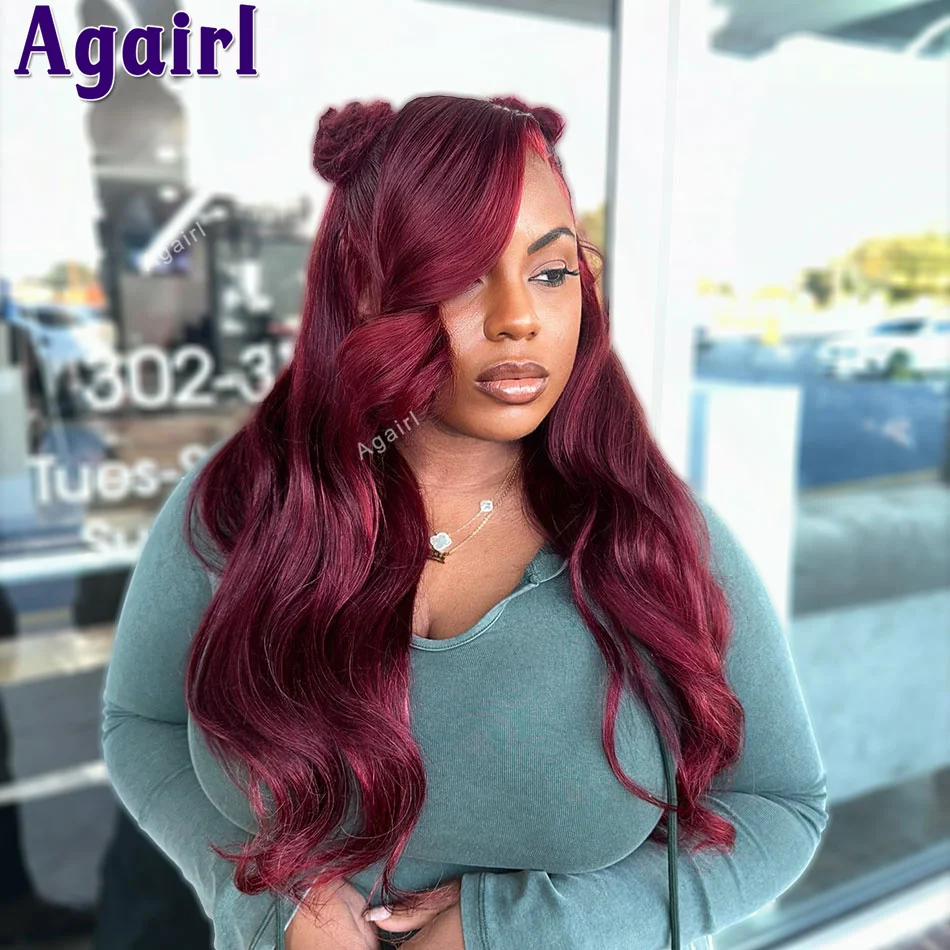 

30 32Inch Burgundy Red 99J Colored Human Hair Wigs Brazilian 13x6 13x4 Body Wave Lace Front Wigs For Women 6X4 Lace Closure Wig