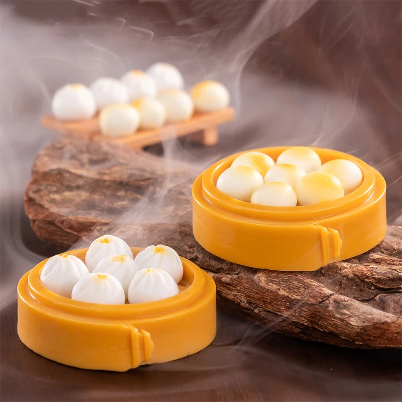 7Pcs Mini Imitation Food Toys Mini Steamer Small Ornaments Chinese Tradition Steamed Food Miniature Landscape Decoration