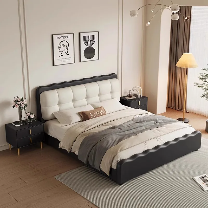 Minimalist Design Bed French Style Luxury Modern Double Bed Mortise Tenon Structure Letto Matrimoniale Bedroom Furniture