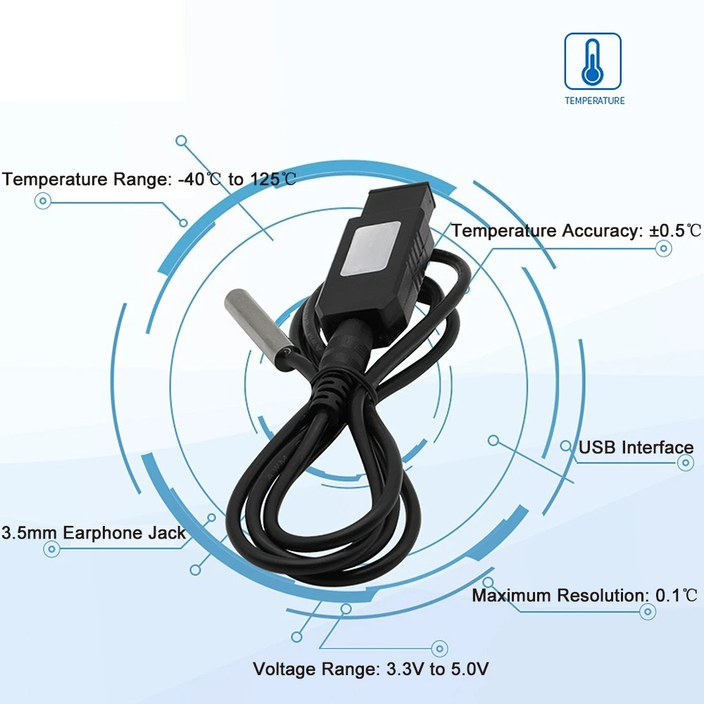 1PCS USB Temperature Sensor MODBUS RTU Transmitter DL11B-MC for DS18B20/NTC High Precision Digital Thermometer view 5