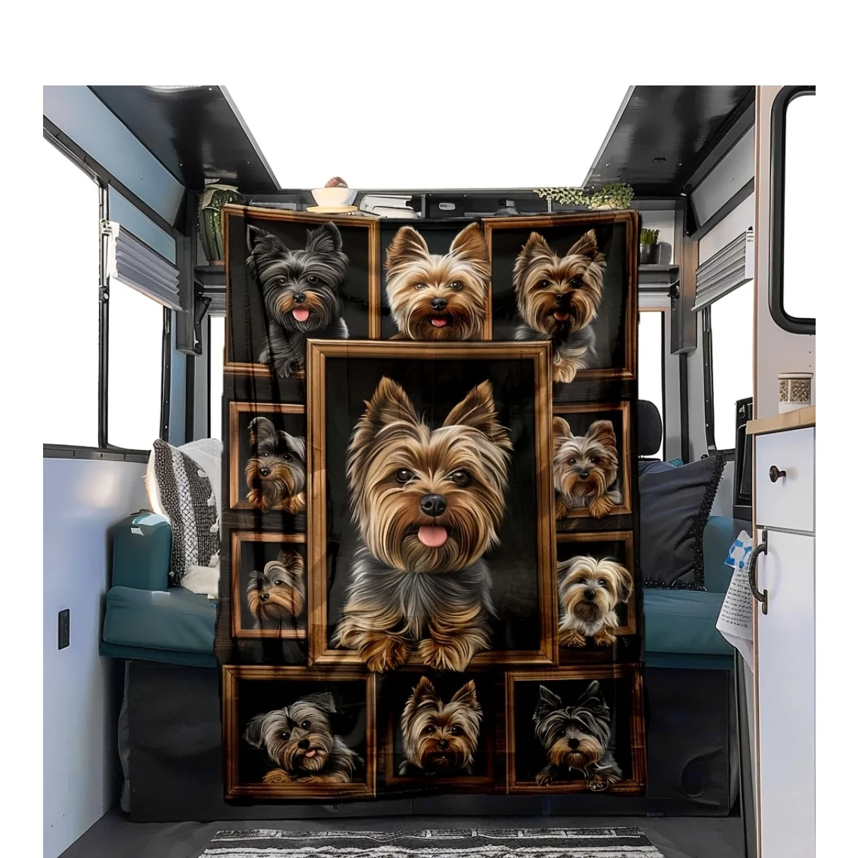 Yorkshire Terrier Printed Blanket, Cozy Polyester RV Decorative Warm Nap Throw, Portable Dog Lover'S Gift, Travel Accessory