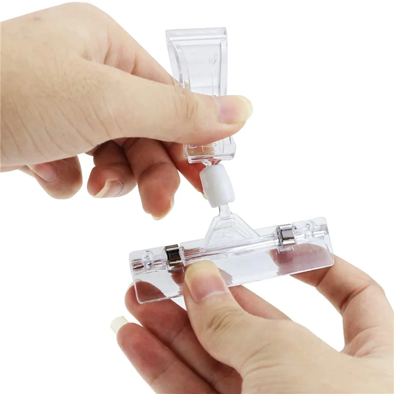 

OFSS-50 Pack Plastic Merchandise Sign Clip Rotatable Clip-On Holder Display Clip Holder Stand Price Display Holders,Clear