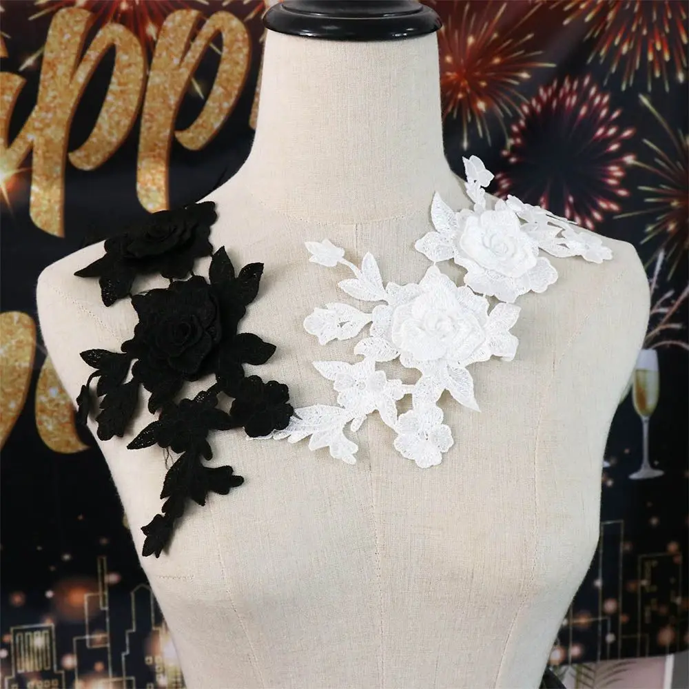 

Exquisite Rose Flower Applique Handmade DIY Crafts Cloth Patch Lace Fabric Cloth Applique Dressmaking