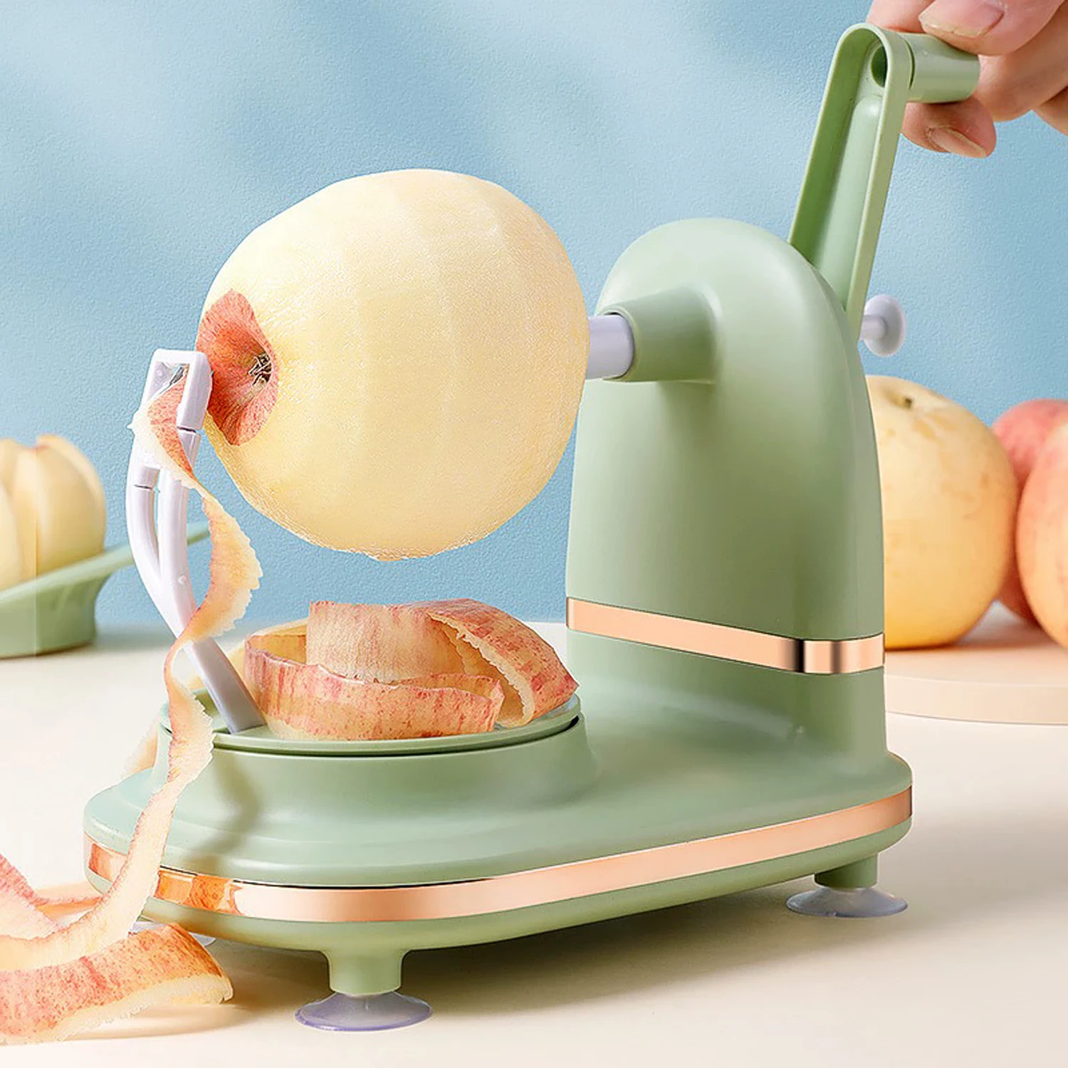 3-in-1Hand-cranked Rotating Fruit/Vegetable Peeler Stainless Steel Blades Apple Cutter Household Peeling Machine Kitchen Gadgets