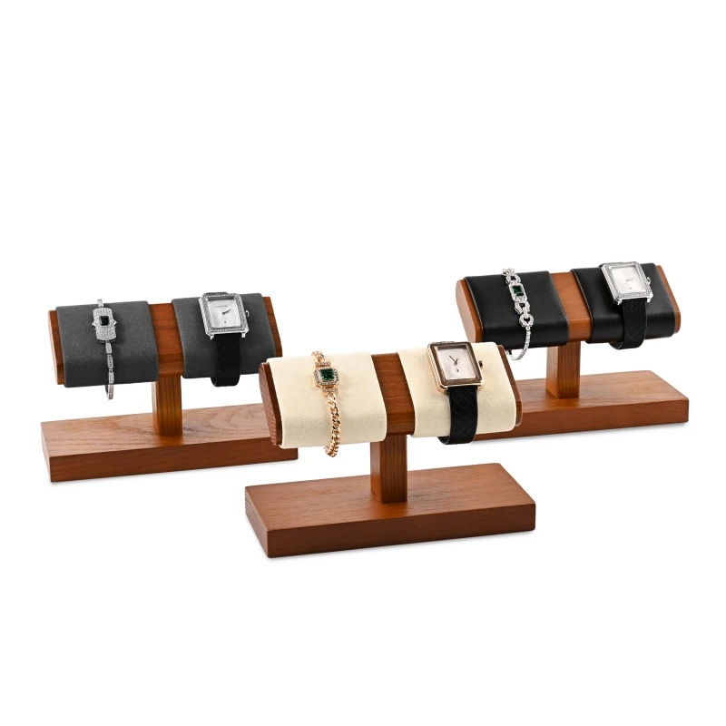 Oirlv Wooden T bar Watch Stand Display Solid Wood Bracelet Holder Off White Grey Black Watch Display Stand Jewelry T bar Holder