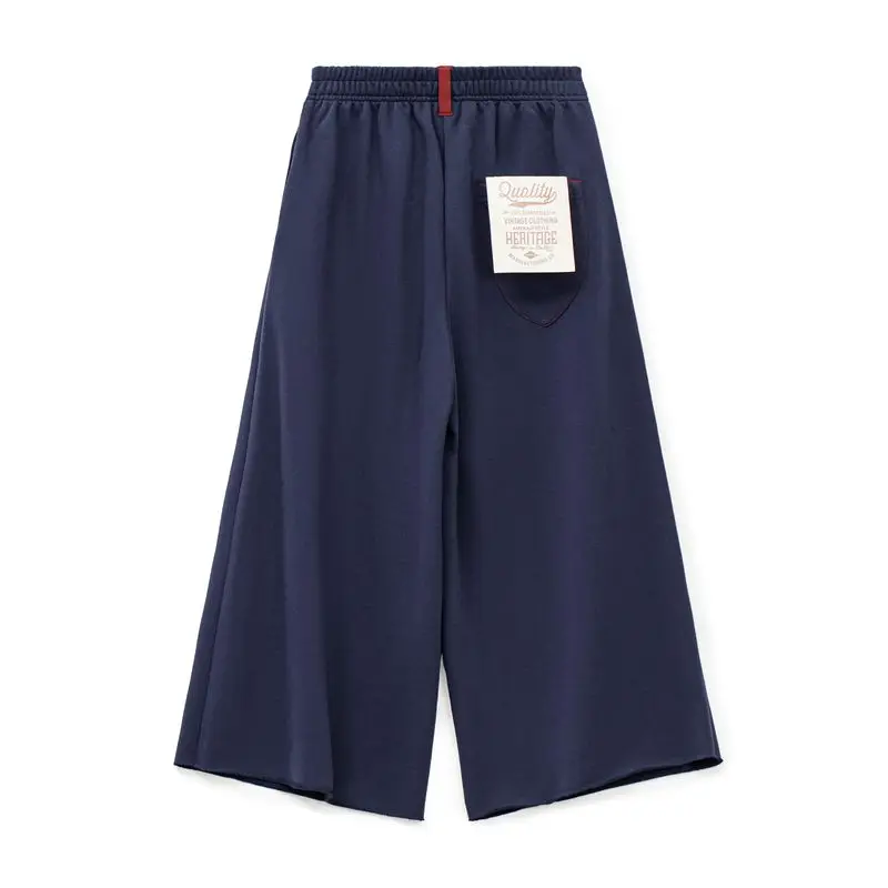 Women's Wide Leg Sweatpants - Ankle-Length Jogger in Navy Blue