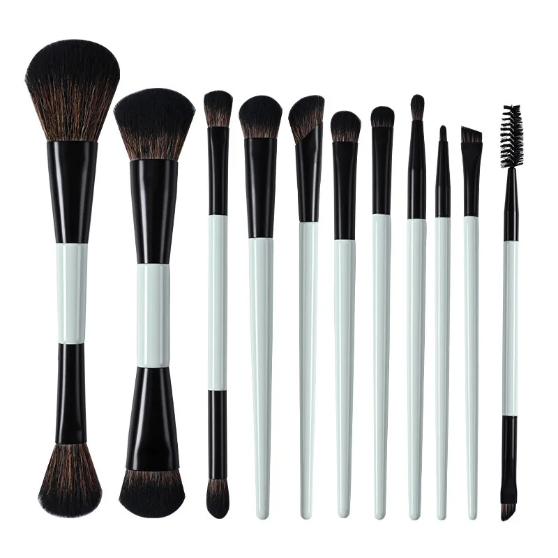 Make-upborstelset 11-delig met foundationborstel en contourborstel voor Blush Blending Eyeshadow Concealer