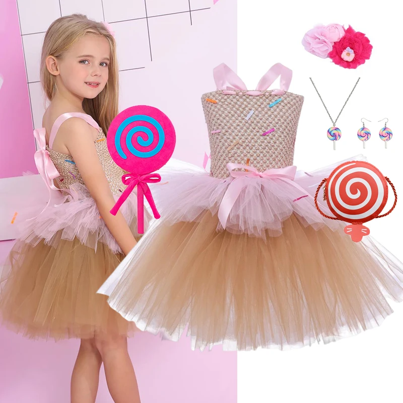 Purim Festival für Mädchen Candy Lollipop Kleid Regenbogen Lollipop Kostüm Kinder Kinder Geburtstag Karneval Party Kleidung Fantasie