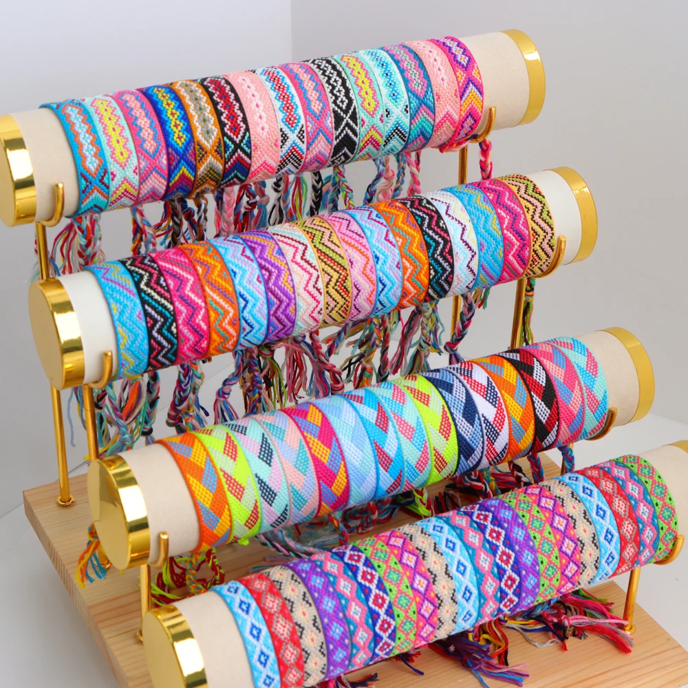 12Pcs/Karte Mode Böhmen Handgemachte Ethnische Weave Seil Freund Armbänder für Männer Frauen Charme Geflochtene Bangles Schmuck Geschenke