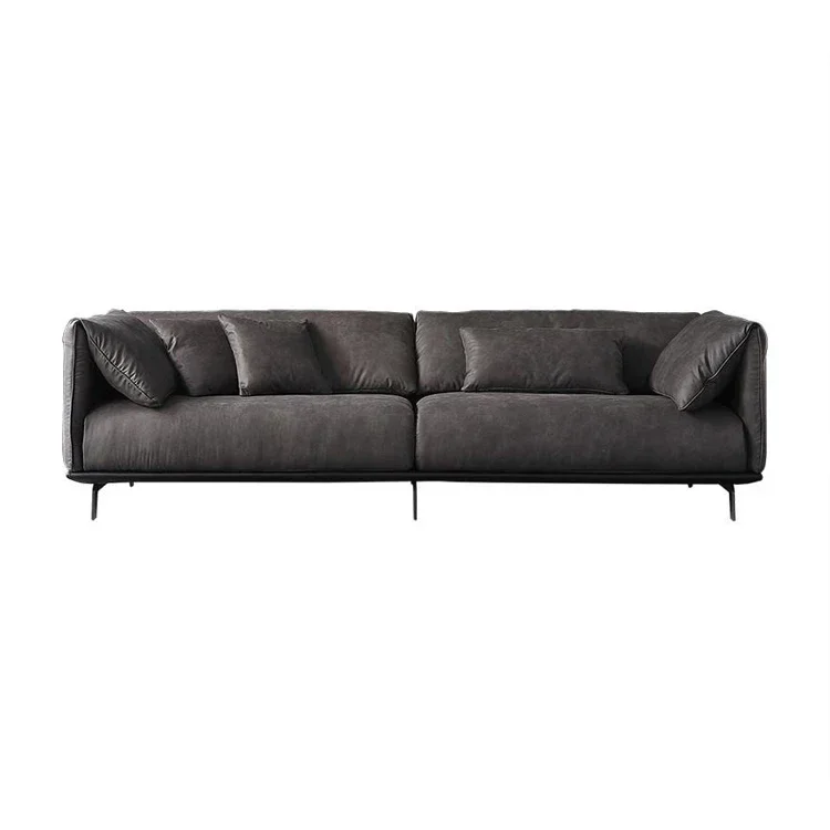 

New Modern Design Three Seat Gray Leather Sofa Covers Furniture For Living Room Hotel And Bedroom