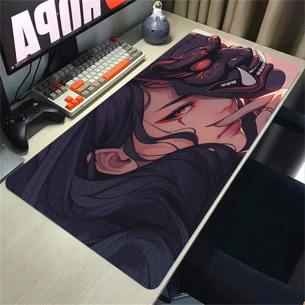 Anime Girls Samurai Oni Mask Mousepad Large Computer Gaming Accessories Mouse Mat 400x900mm Gamer Professional Premium Desk Mats