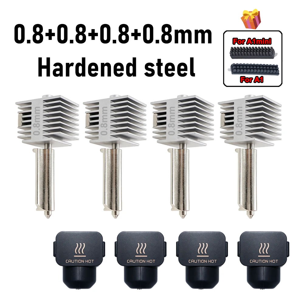 Verbessertes Hotend-Kit für Bamb Lab A2L/A1/A1 Mini – Hochgeschwindigkeits-Hotend-Baugruppe mit 0,2/0,4/0,6/0,8 mm gehärteter Stahldüse – 3D-Teil