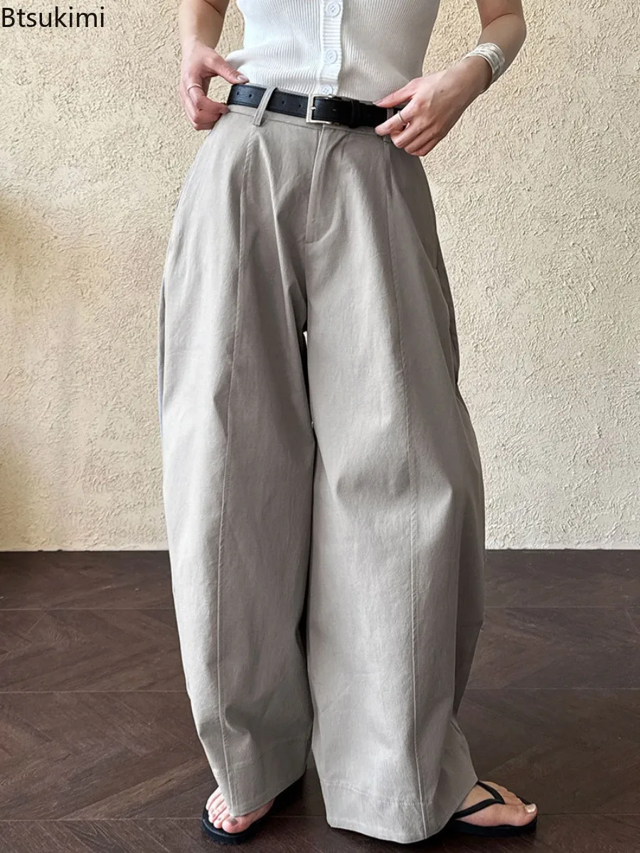 

2025 Women's Retro Three-dimensional Tailoring Tooling Wide-leg Pants Spring New Straight-leg Pants Loose Casual Sickle Trousers