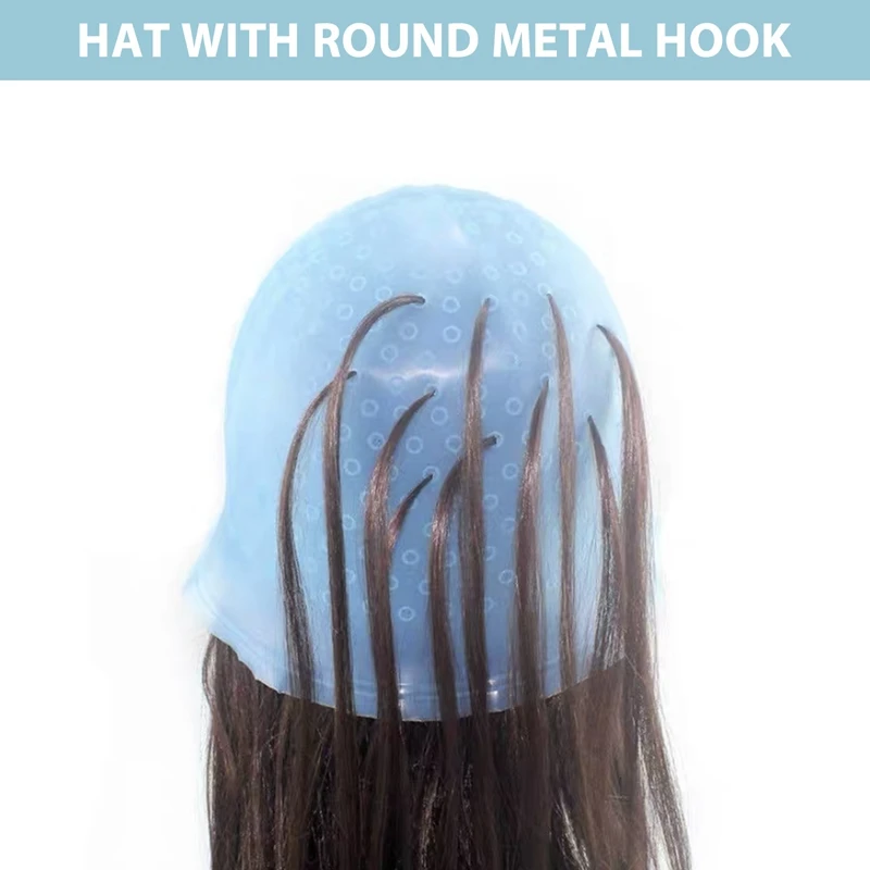 غطاء صقيع لتلوين الشعر قابل لإعادة الاستخدام مع خطاف معدني باللون الأزرق