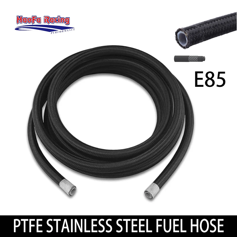 

1M 3M 5M 6M Fuel Hose Car Oil Gas Line AN4 AN6 AN8 AN10 PTFE Braided Pipe Cooler Hose Nylon Stainless Steel Braided PTFE Black