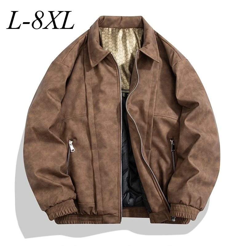 

Men Leather Jacket Graphene Thickened Riding Warm Motorcycle Jackets Vintage American Style Street Windproof Durable Winter Coat