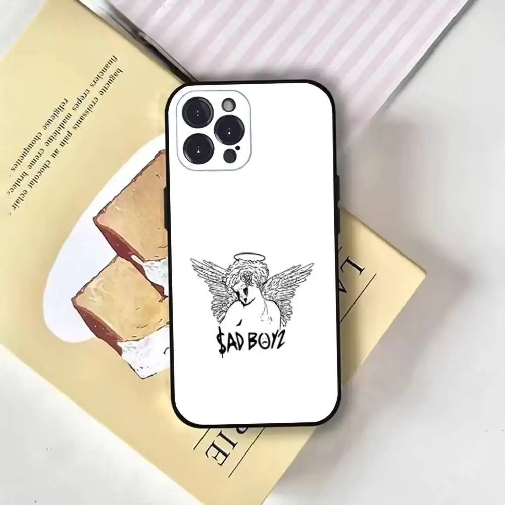 حافظة هاتف J-Junior H Sad Boyz لهاتف iPhone17,16,15,14,13,12,11 Plus, Pro Max, غطاء أسود ناعم