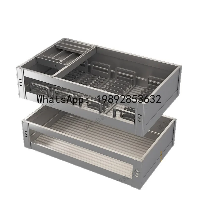 a8+ pull basket kitchen cabinet stainless steel bowl basket, drawer type storage drain dish rack