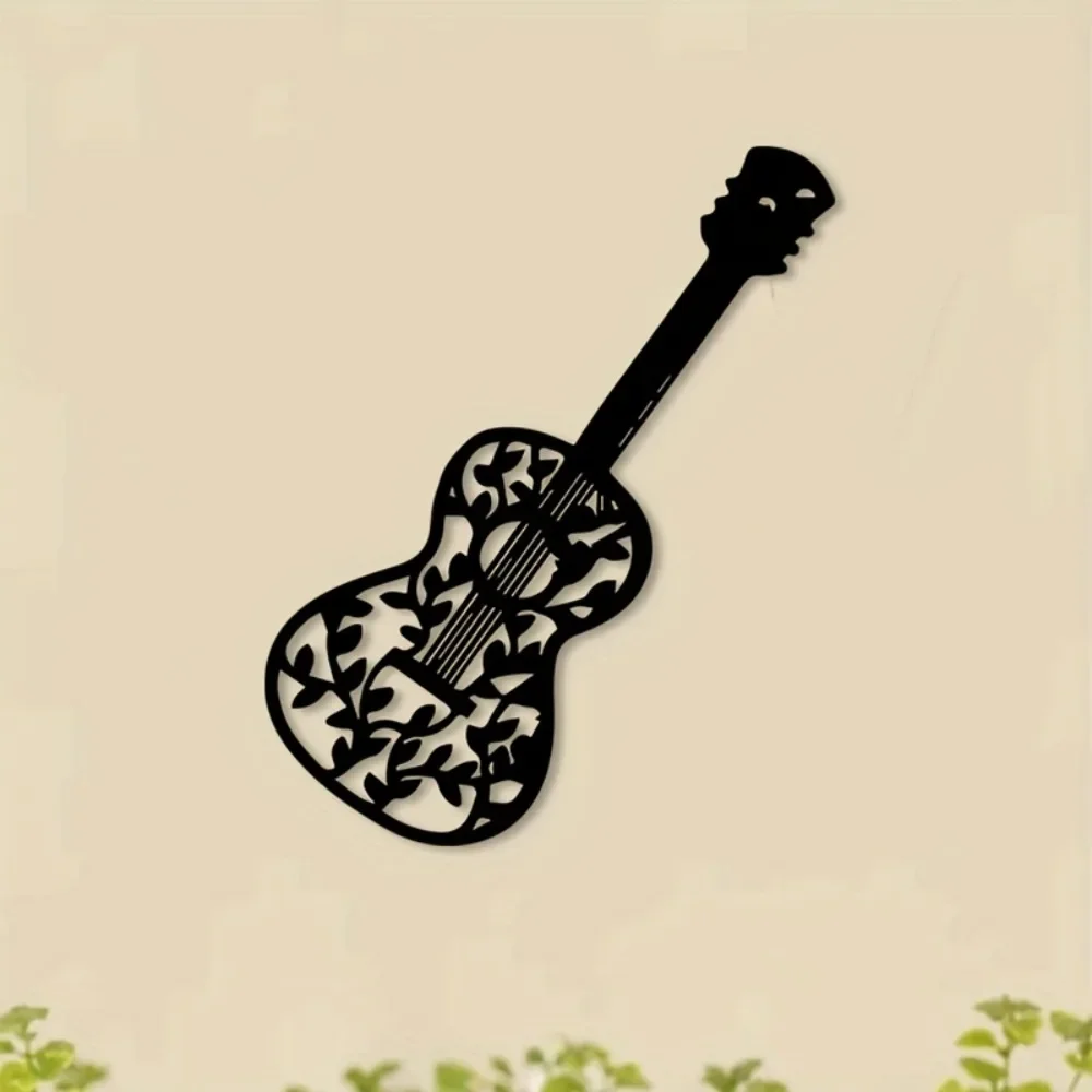 CIFBUY Acoustic Guitar Metal Wall Art Iron Sculpture Music Room Studio Lounge Mural Musicians Hanging Decoration