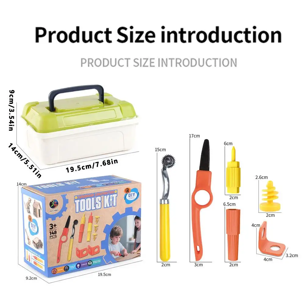 148 PCS Cardboard DIY Screw Kids Children Educational Building Kit Science STEM Toy Nuts Bolts Storage Box ABS Plastic Tools