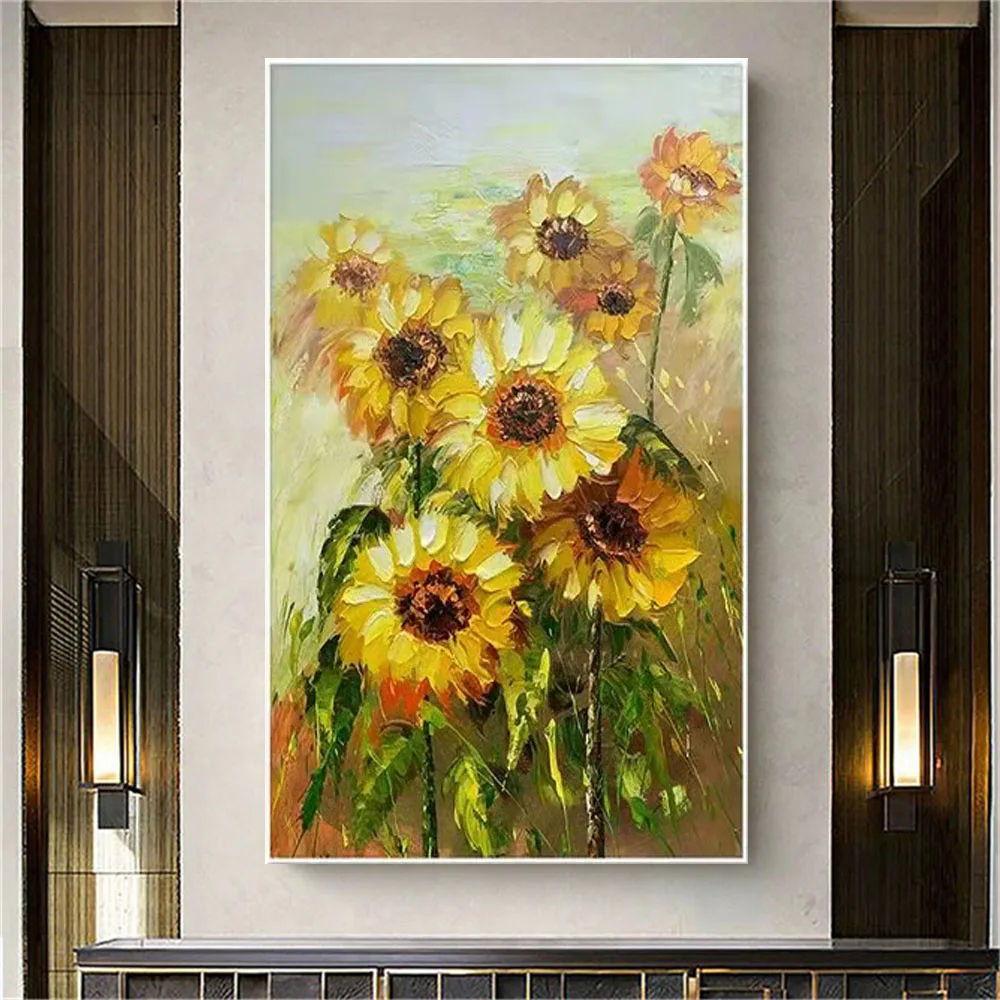 

Handmade Van Gogh Oil Paintings Abstract Flower Sunflower Yellow Thick Oil Canvas Art Picture Modern Home Decor Wall Painting