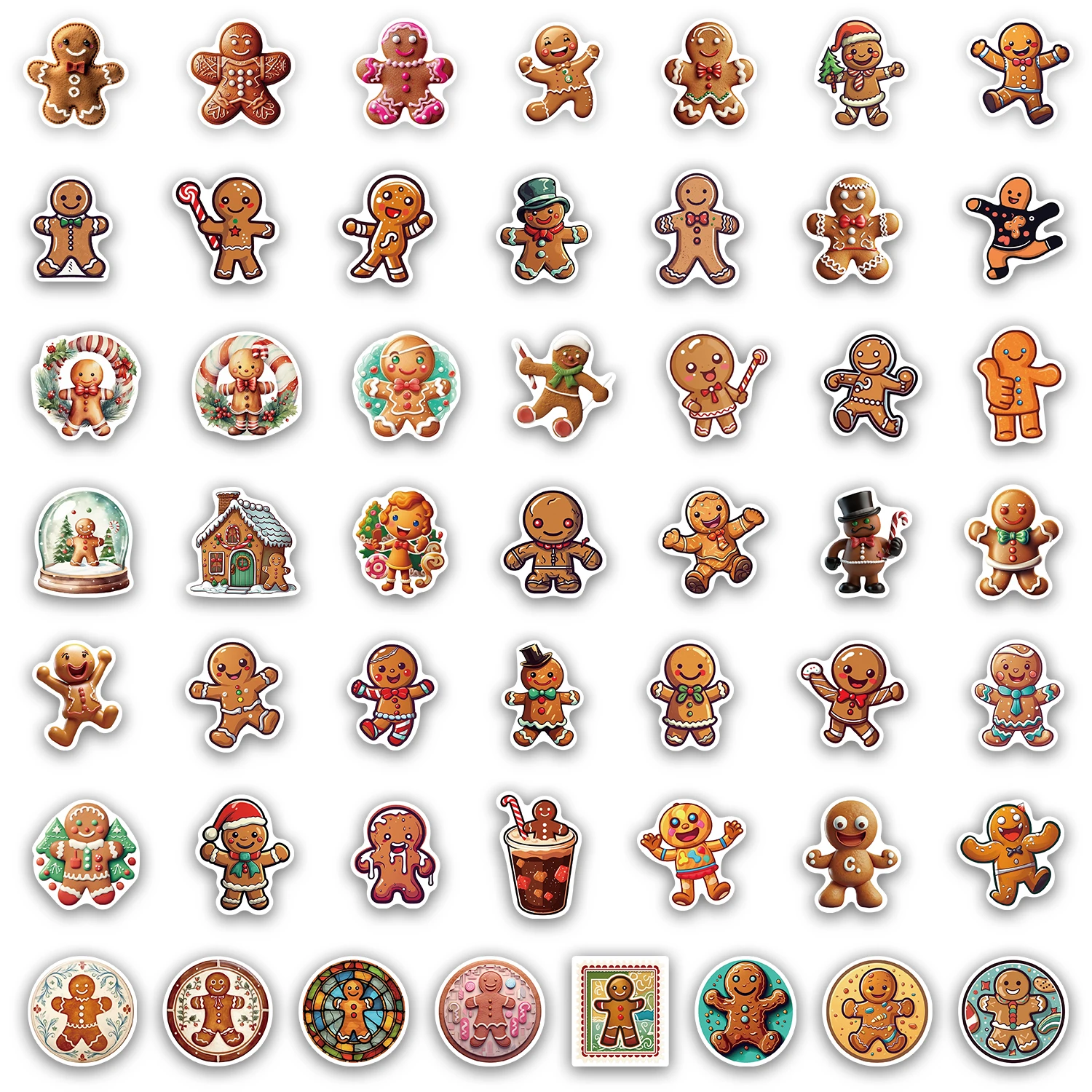 50 Uds. De pegatinas de hombre de jengibre de dibujos animados, funda de teléfono DIY, portátil, taza de agua aislada, pegatina de juguete de escritorio