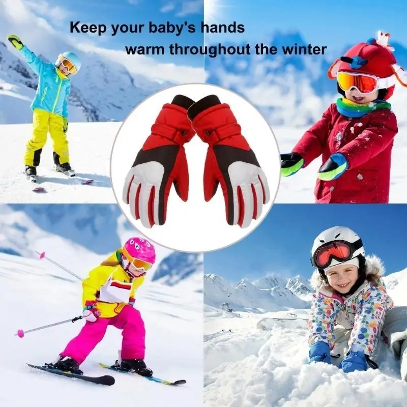 54DF Ski Gloves Warm Unisex Windproof Gloves for Cold Weather Girls Boys Children