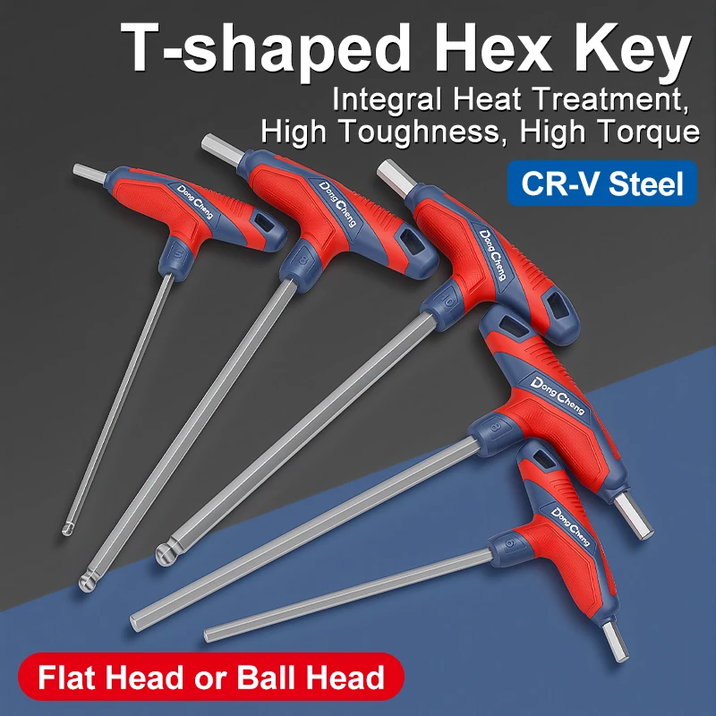 T-Handle Hex Key Allen Wrench Set Flat Ball Head Metric Sizes 2/2.5/3/4/5/6/8/10mm Home Auto Bike Repair Hand Tool Screwdriver