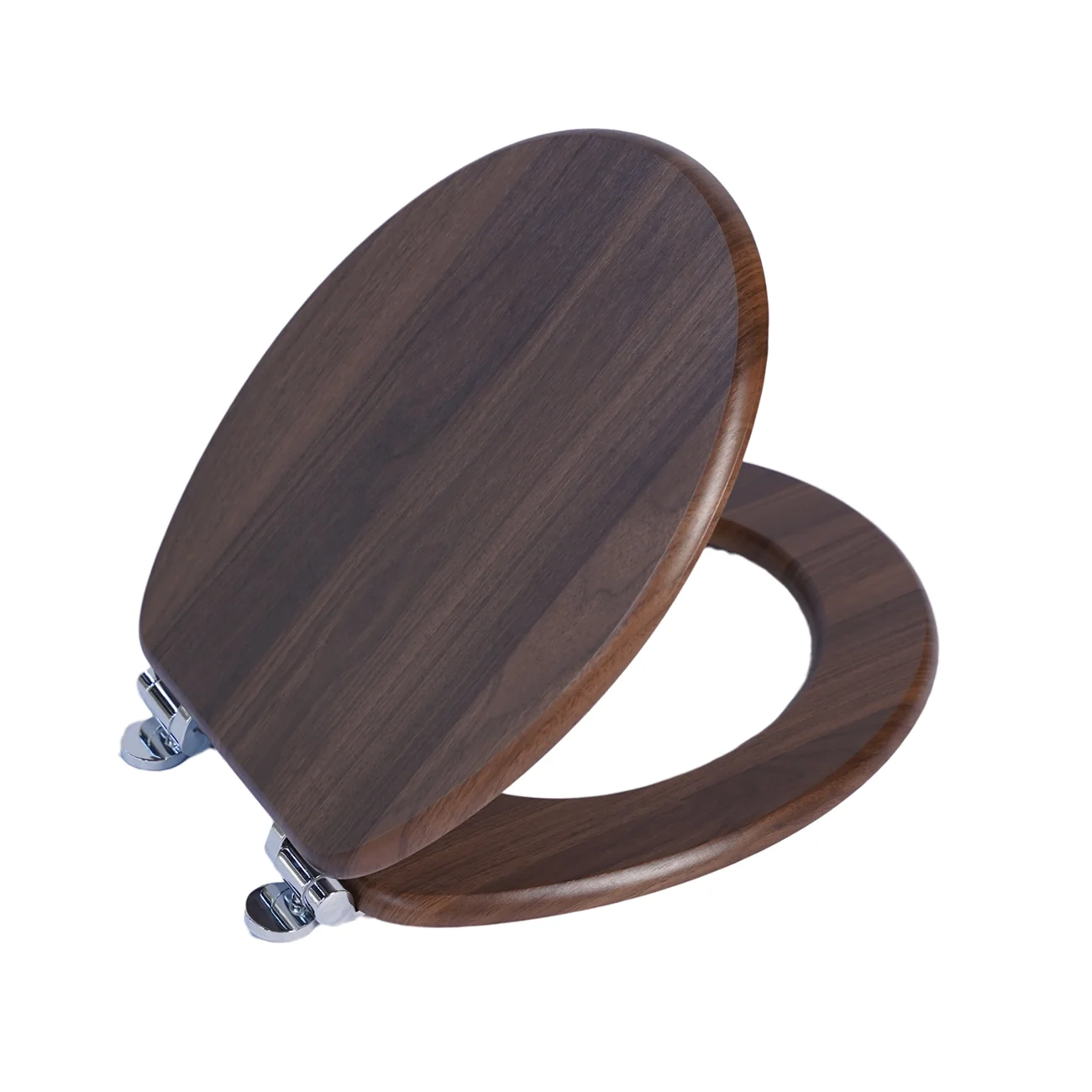 SINOBATH Universeller Toilettendeckel mit Absenkautomatik, WC-Sitz aus Holz, MDF-Toilettendeckel, Tragfähigkeit bis 190 kg, Zinklegierungsscharnier, antibakteriell und leicht zu reinigen, geeignet für 18-Zoll-Toiletten – Detail 9
