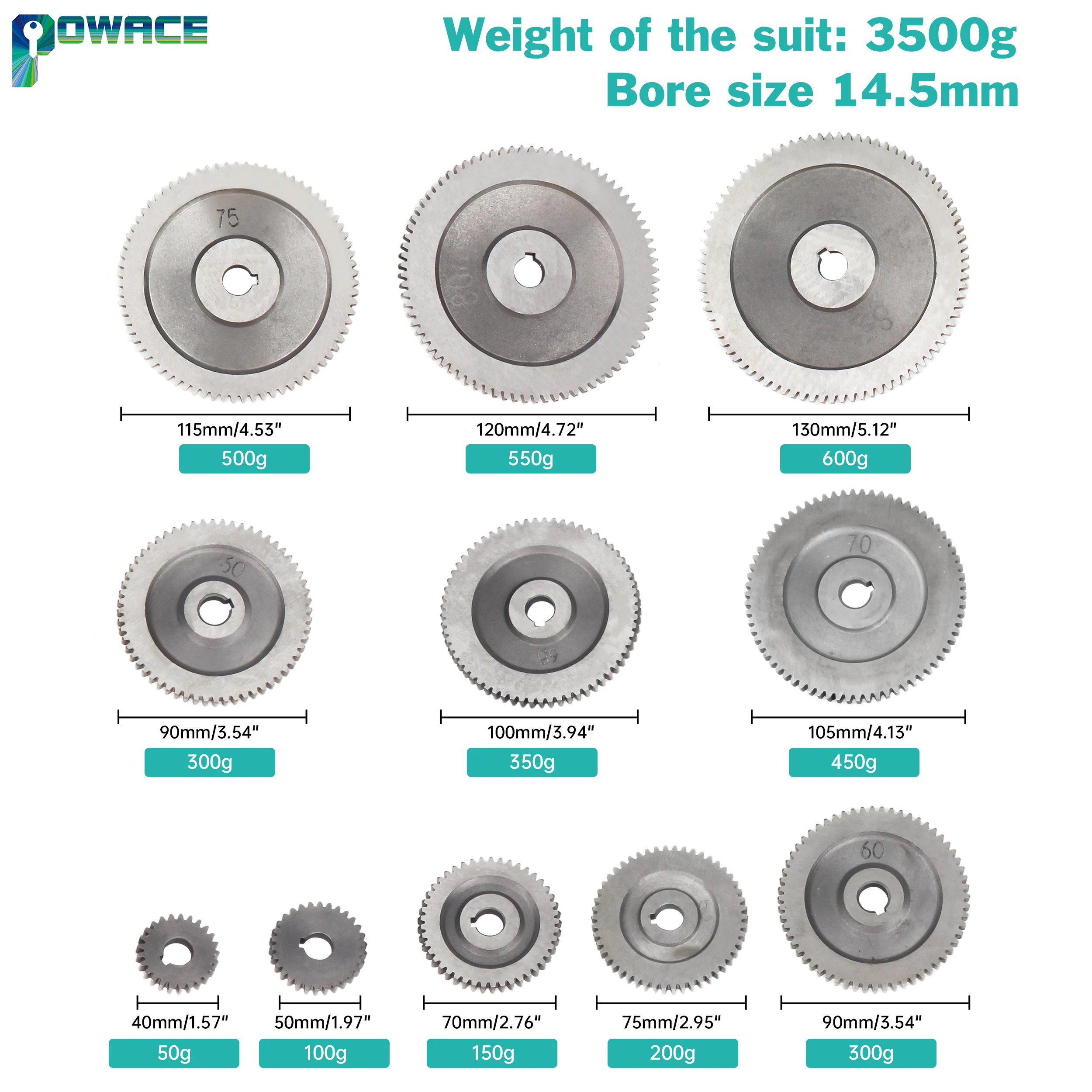 

Metal Lathe Gear Kit for JY250 Bench Lathe Inner hole 14.5mm 85/80/75/70/60/65/50/45/30/25T