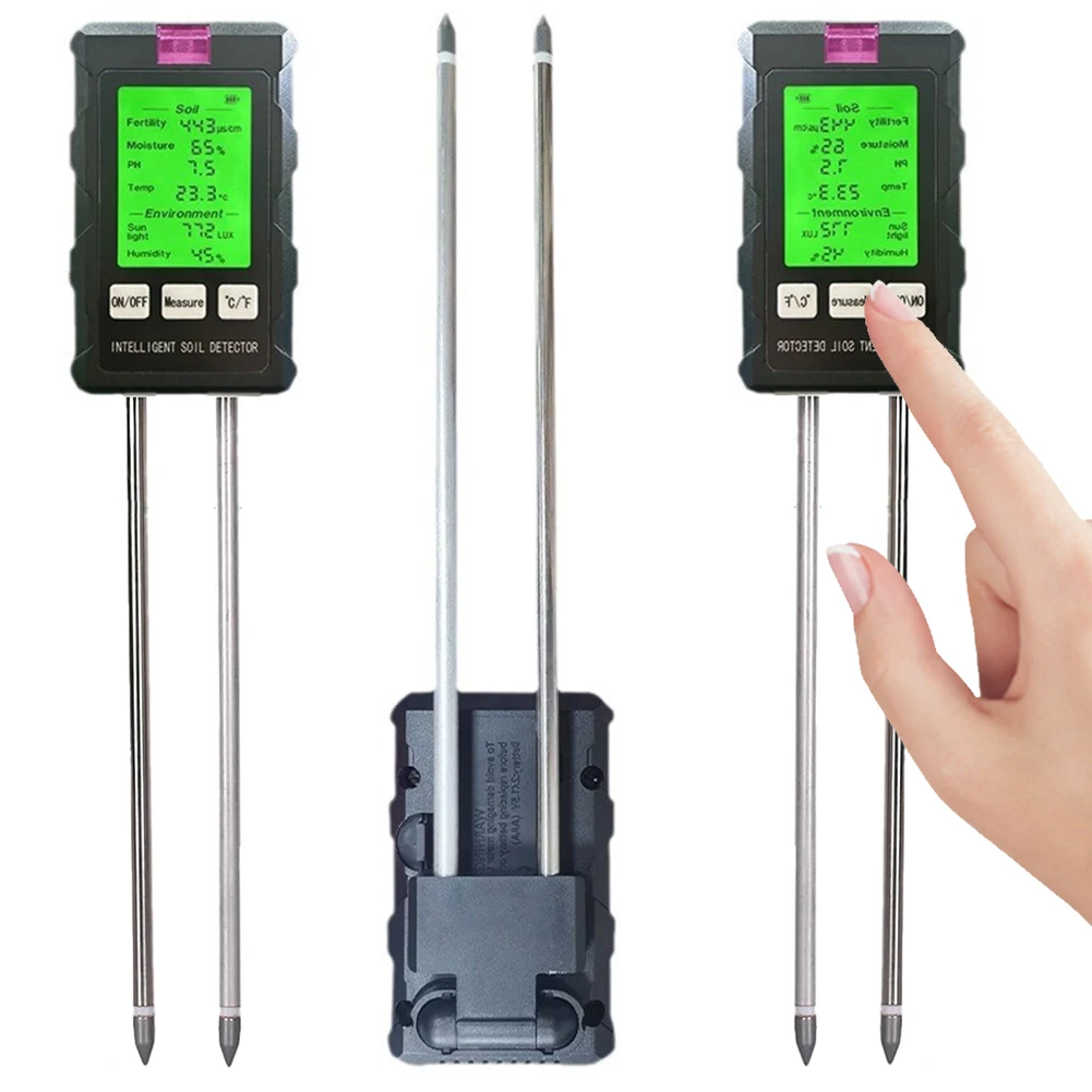 

6 in 1 Soil Tester Digital PH Meter LCD Display Temperature Humidity Tester Multi-Function Pricise for Outdoor & Indoor Use