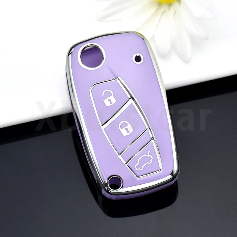 TPU 3 Buttons Car Flip Key Case Cover Shell Fob Accessories For FIAT Panda Stilo Punto Doblo Grande Bravo 500 Ducato Minibus