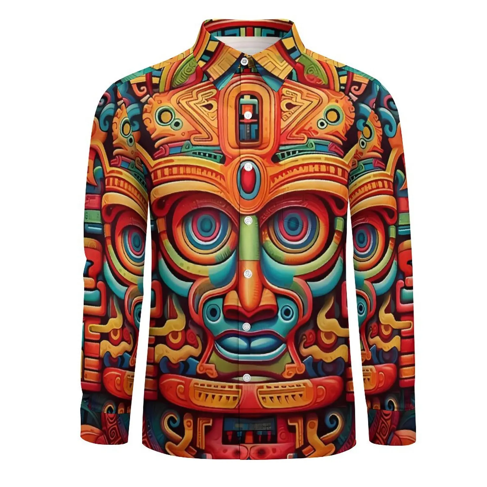 Abstract Aztec Art Casual Shirt Male  Breathable Shirt Autumn Classic Blouse Long Sleeve Pattern Oversize Clothes