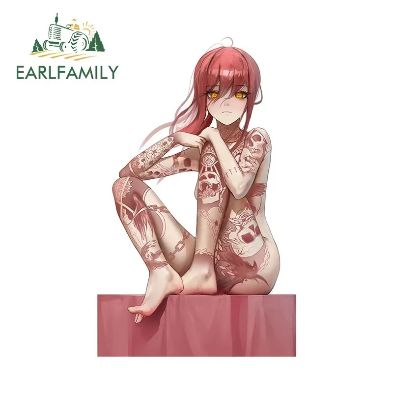 EARLFAMILY 13cm x 5.5cm for NSFW Blacked Makima Fanart Car Sticker Anime Waifu Devil Girl Tattoo Decal Hentai Creative Graphics