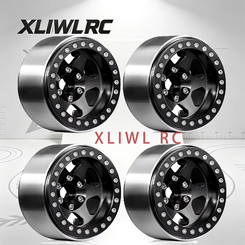 4PCS 1.9 Beadlock Wheels Rims -10mm Hex 12mm Fit for 1/12 MJX H12Y 1/10 RC Crawler TRX4 Axial SCX10 III 90046 Off-Road Vehicle