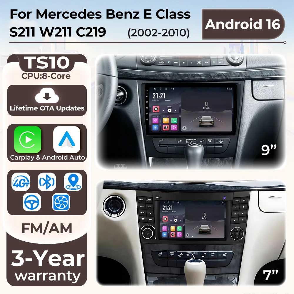 Car Stereo Navigation For Mercedes Benz E Class S211 W211 CLS Class C219 2002-2010 Wireless Carplay Car Radio Android Head Unit