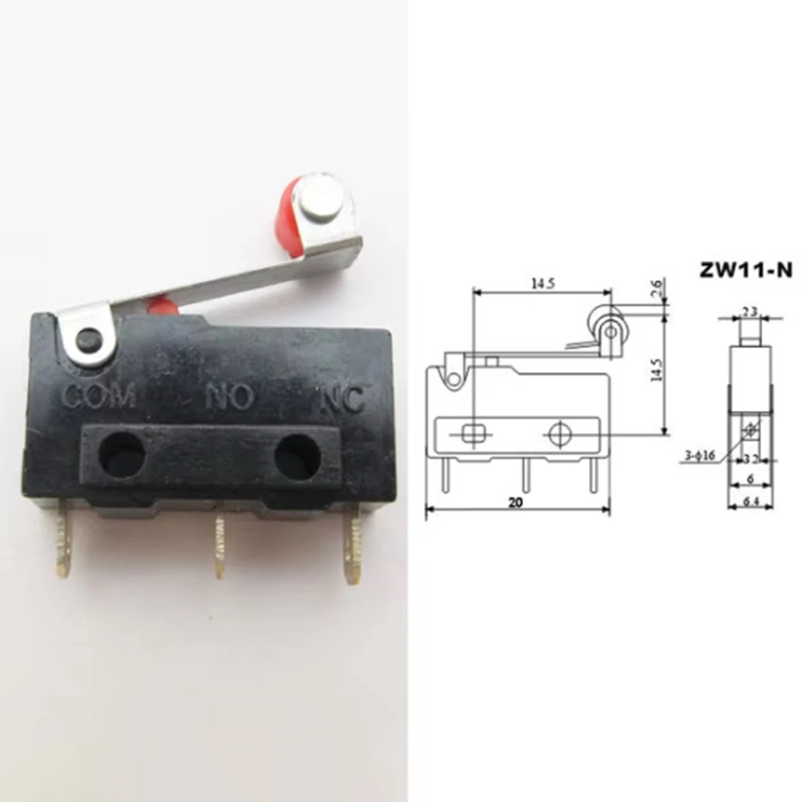 10pcs Mini Micro Switch Roller Lever Limit Switch Normal Open/Close 5A 20x10x6.5mm