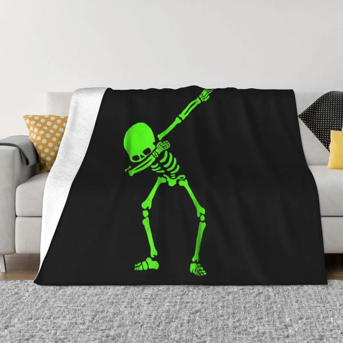 Awesome Dabbing Skeleton Halloween Glow Skeleton Dab Animal Comical Dj Tops Good Quality Dj Throw Blanket