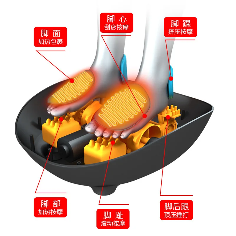 

Настраиваемый автоматический массажер для ног с функцией разминания и прессования, с подогревом и полным охватом для терапии стоп и голеней