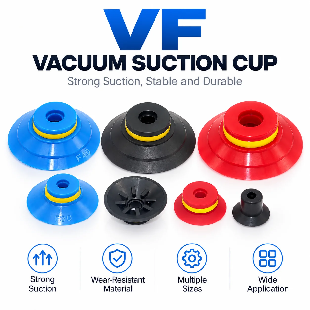 5Pcs Robot Arm Vacuum Silicone Suction Cup VF-15 20 25 30 40 50 Corrugated Thin Strong Silicone Suction Cup