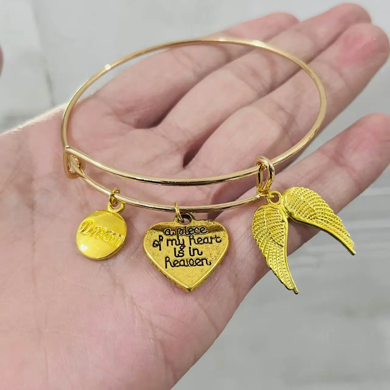 New Angel Dream Wings Bracelet Commemorative Bracelet My Heart in Heaven Compassion Gift Adjustable Gold bracelet 2024