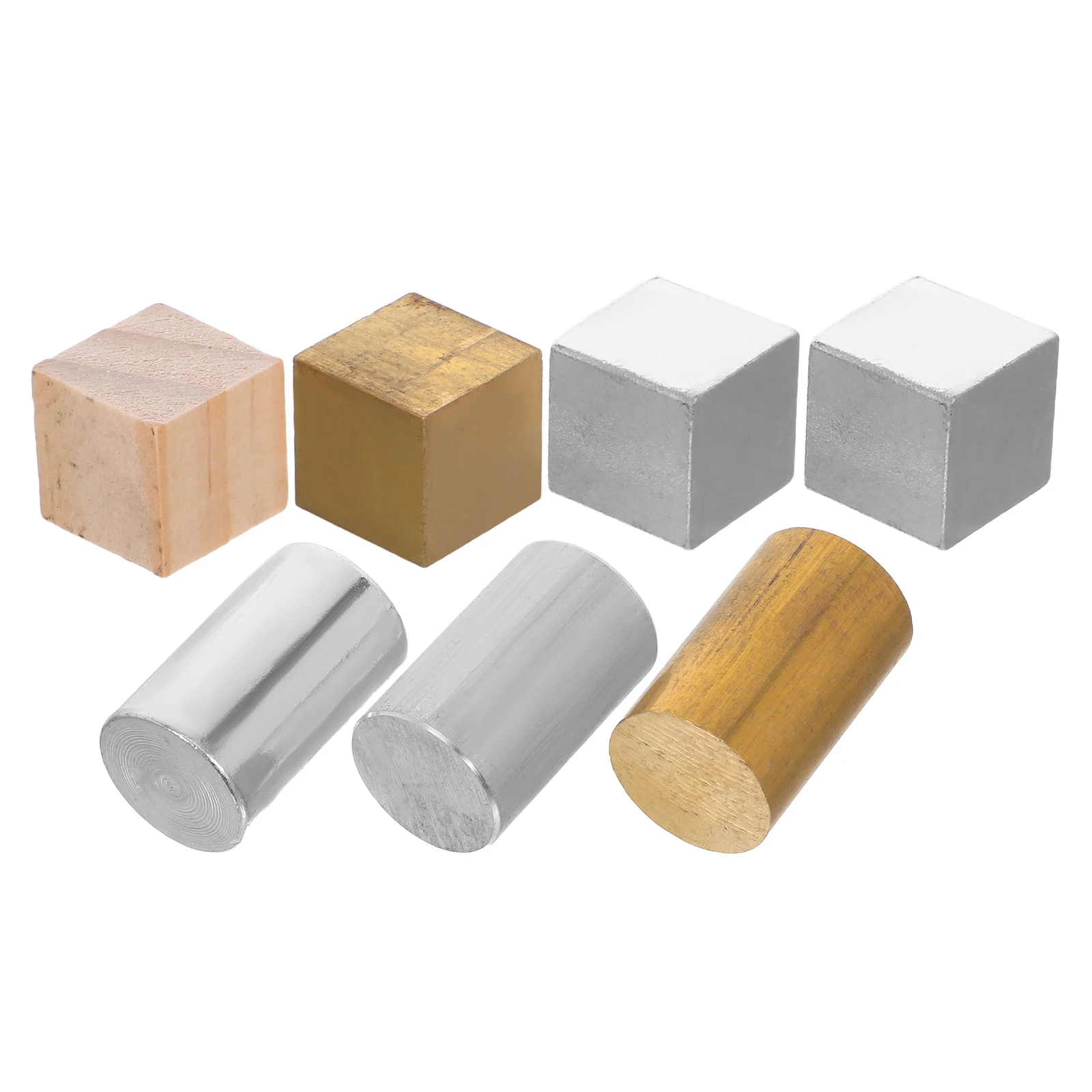 

7 Pcs Metal Density Cubes Set Physics Science Experiment Blocks Copper Iron Aluminum Precision Educational Kits for