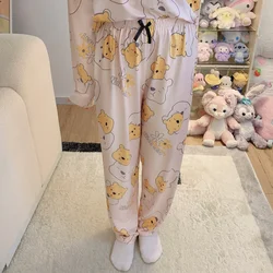 Disney Winnie the Pooh fall cotton wide-leg pants casual pajama pants women's pajamas silk pajamas women's loungewear trousers