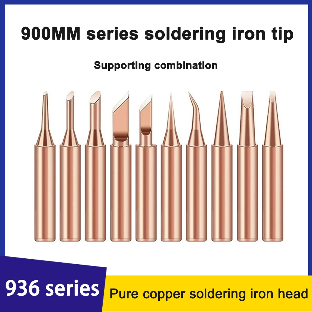 5 Pcs 936 Internally Heated Bare Copper Welding Nozzle Soldering Iron Nozzle Welding Head Pure Copper 900M 2.4mm/3mm/4.7mm