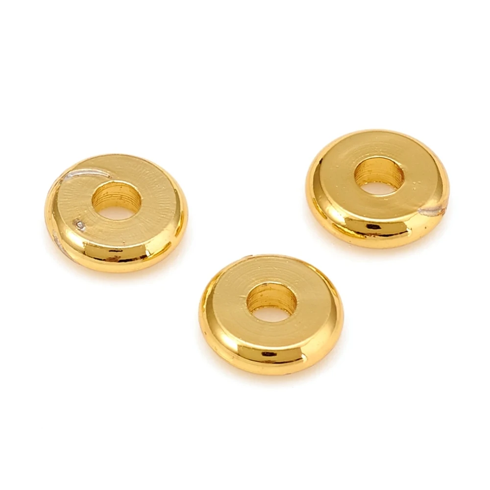 

10PCS Brass Spacer Beads Long-Lasting Plated Flat Round Golden 6x1.7mm Hole: 1.8mm