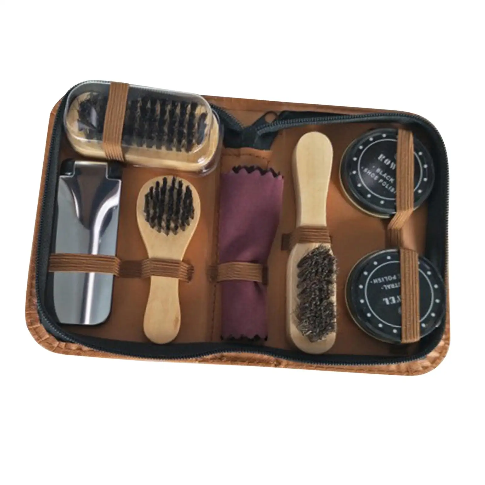 Shoe Shine Care Kits Multifunctional Leather Shoe Polish Brush Organizer Set for Home Office and Travel Use