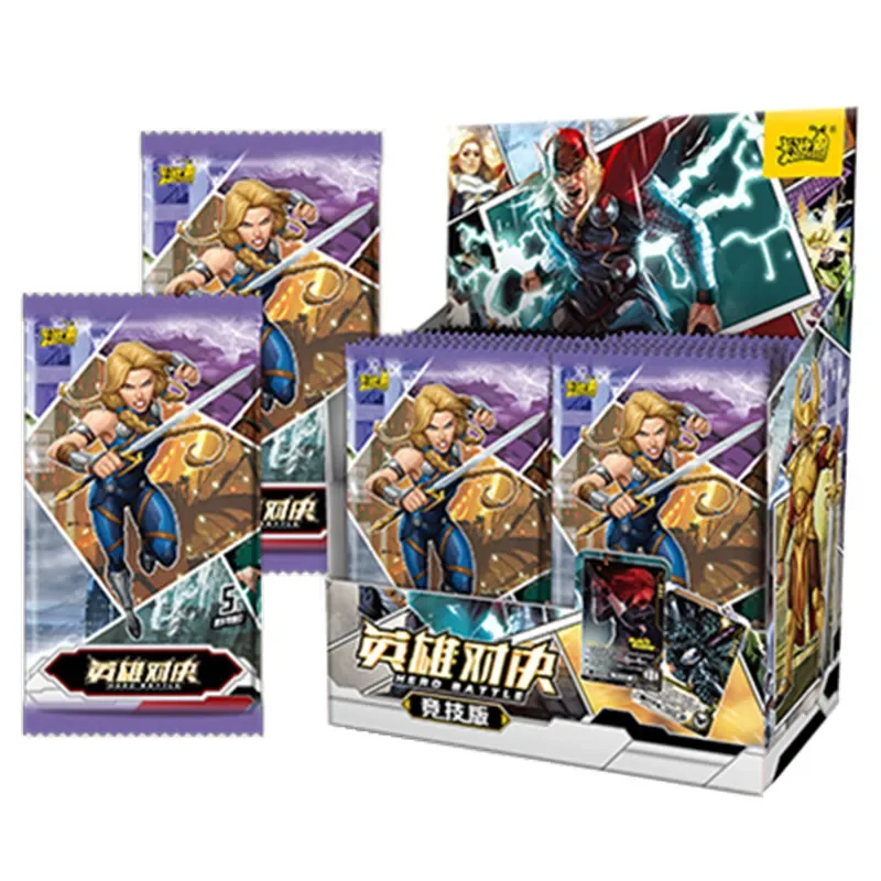 KAYOU Marvel Avengers Anime Figures Bronzing Barrage Flash Cards Thanos Thor Iron Man Collectible Cards Toy Birthday Gift