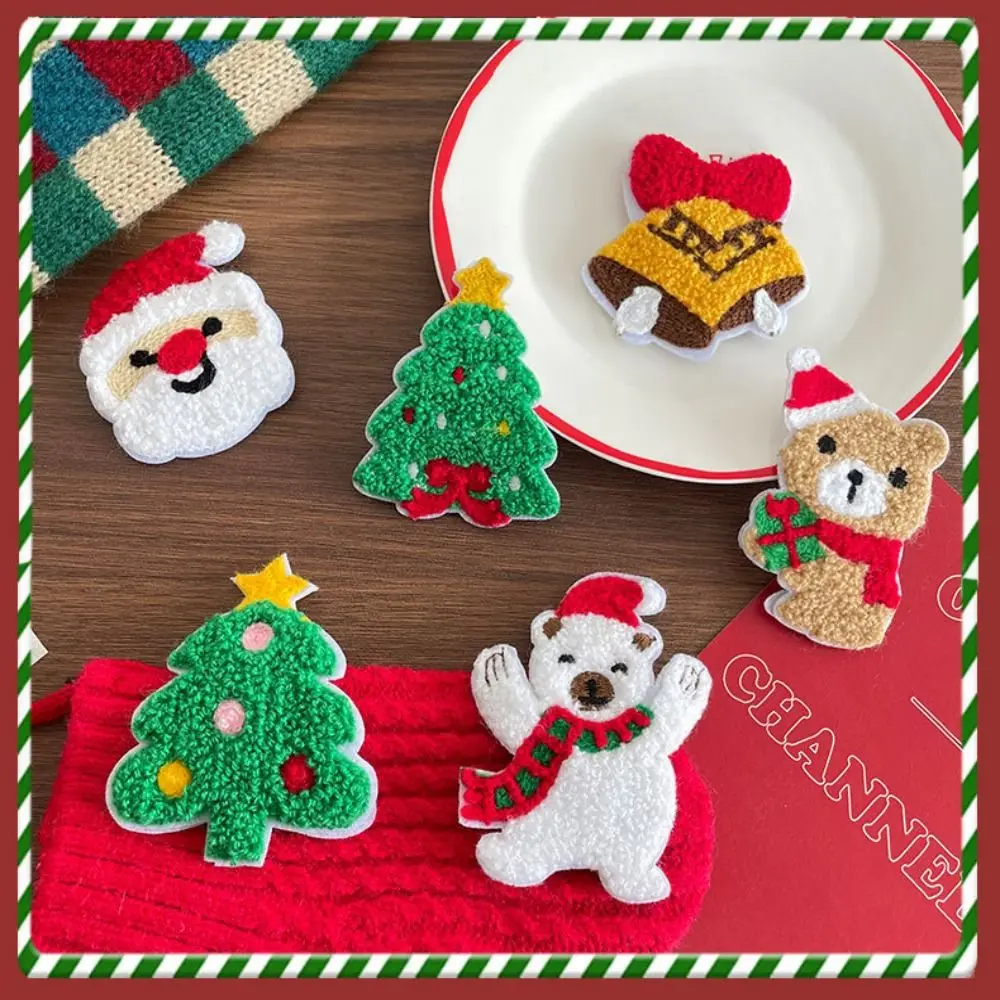 Creative Polar Bear Christmas Hair Clip Snowman Stocking Plush Xmas Barrettes Elk Snowflake Santa Claus Hairpin Kids