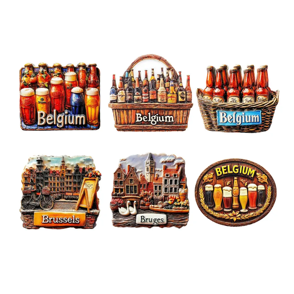 Aimants de réfrigérateur 3D en résine belge, autocollant de Souvenir de tourisme, Articles de décoration, cadeaux artisanaux, Europe