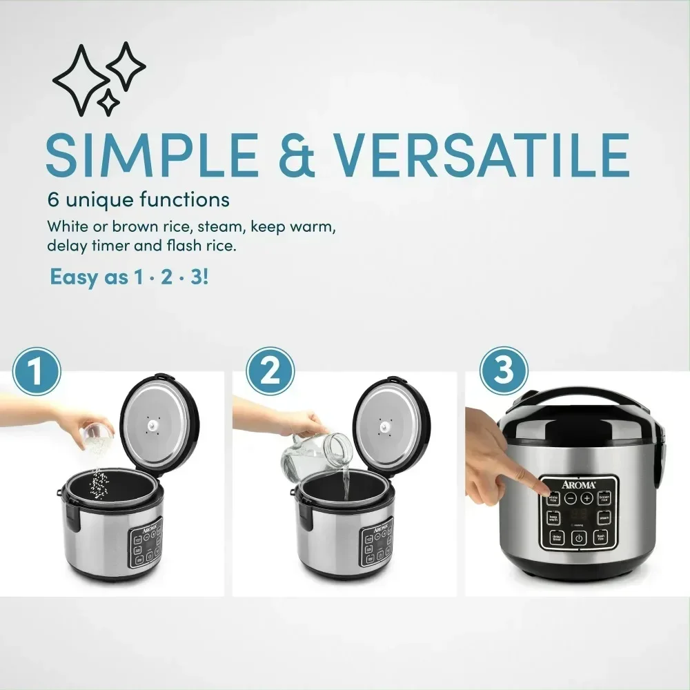 # l 8-Cup (Cooked) Rice & Grain Cooker, Steamer, New Bonded Granite Coating